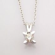 14 kt. White gold - Necklace with pendant - 0.12 ct Diamond