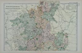 Antique Map of Worcestershire & Gloucestershire 1899 G. W Bacon & Co