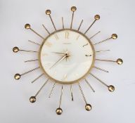 Retro French Phinney Walker Transistor Sunburst Wall Clock