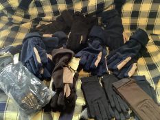 Lot of 13 x New Riding Gloves - Mixed types & Sizes
