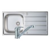 New (P97) Prima Stainless Steel Single Bowl Sink And Single Lever Kitchen Tap Pack. 965 x 500 x...