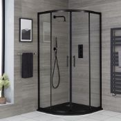 New (O36) 800X800mm Double Door Quadrant Black Enclosure. Rrp £335.20. 6mm Toughened Safety Gl...