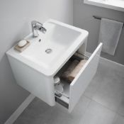 New (F56) Lambra 600mm 2 Drawer Wall Hung Vanity Unit - White. Rrp £499.99.Comes Complete With...