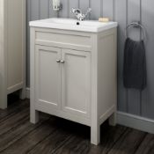New & Boxed 600mm Melbourne Ivory Double Door Vanity Unit With Basin- Floor Standing. Rrp £74...