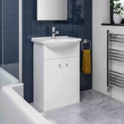 New & Boxed 550mm Quartz Basin Sink Vanity Unit Floor Standing White.Rrp £399.99.Comes Complet...