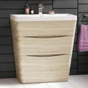 New & Boxed 800mm Austin Ii Light Oak Effect Built In Sink Drawer Unit - Floor Standing. Rrp ?...