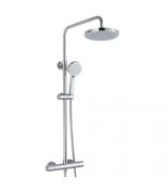 NEW (Q140) Synergy Round Cool Touch Riser Shower. RRP £365.99. Sleek lines add an element of s...