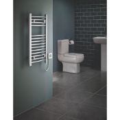 New (R97) Flomasta Curved Electric Towel Radiator 700 x 400mm Chrome 512BTU. Electrical Install...