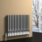 New (R63) Reina Nerox 600x412mm High Single Panel Horizontal Radiator In Brushed Steel. RRP £4...