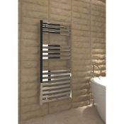 New (S66) Kudo x Verna Designer Towel Radiator 1100 x 500mm Chrome 1420BTU. High Quality, Chro...