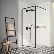 New (R53) 1200mm -8mm- Designer Black Framed Wetroom Panel. The Framed Beauty That Is The Bla...