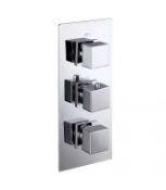 New (T198) Rectangle Slim Plate Concealed Triple Outlet Valve.