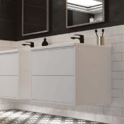 New (T147) Perla 600mm 2 Drawer Wall Mounted Vanity Unit - Matt White. RRP £339.99,The Perla M...