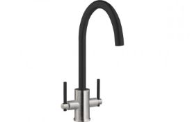 New (T203) Prima+ Coloured Swan Neck Dual Lever Mixer Tap - Black. A Contemporary Prima+ Colour...