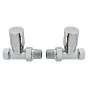New (T48) Brenton Chrome Round Straight Radiator Valves. Pair Of Straight Valve And Lockshield...