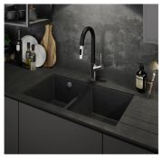 New (U241) Abode Matrix Sq Gr15 2.0 Bowl Granite Undermount Kitchen Sink 758mm L x 460mm W - Gr...