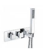 New (U198) Bathroom 2 Dial 2 Way Square Concealed Thermostatic Valve & Handset. Rrp £489.99. ...