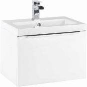 New (U74) Muro 500mm Wall Mounted Vanity Unit - Gloss White. Rrp £335.00. Furniture Made In Br...
