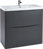 New (U107) 900mm Bella Grey Floor Standing Vanity Unit. Rrp £449.99. Height 850mm Width ...