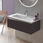 New (U1) Carino 800mm 1 Drawer Wall Hung Vanity Unit Graphitewood. Rrp £499.99. Designer, Mod...
