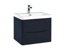 New (U149) 500mm Bella Wall Hung Vanity Unit - Indigo Blue. Rrp £524.99. Comes Complete With B...