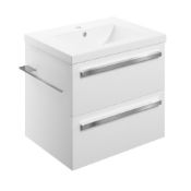 New (U233) Marino 600mm 2 Drawer Basin Unit Gloss White. Rrp £439.99. Comes Complete With Bas...