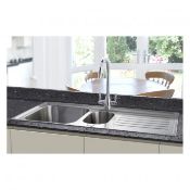 New (U219) Signature Prima Deep 1.5 Bowl Kitchen Sink With Waste Kit 1000 L x 500 W - Stainless...