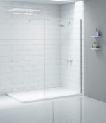 New (P125) 1100mm Shower Wall Reversible Chrome. Height: 2015mm (Including Rail) 8mm Toughened...