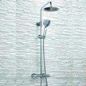 New (U78) Scudo Serena Round Bar Shower Kit. Chrome Finish Thermostatically Controlled Rain H...