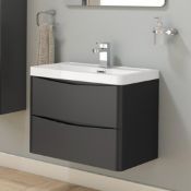 New (U150) 900mm Bella Wall Hung Vanity Unit - Matte Grey. Rrp £549.99. Comes Complete With Ba...