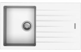 New (W216) Prima+ Compact Granite 1 Bowl Inset Sink & Drainer - White (Cpr341) RRP £354.72 A P...