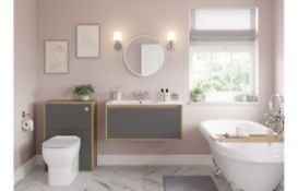 New (W146) Senzo 600mm Wc Unit Natural Halifax Oak/Matt Grey RRP £359.71 Basin Not Included De...