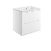 New (W237) Perla Matt White 600mm 2 Drawer Vanity Unit RRP £467 600mm Gloss White Unit. Basin ...