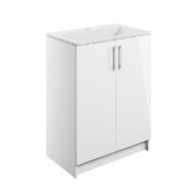 New (W195) Volta White Gloss Vanity Unit 600mm. Comes Complete With Basin. RRP £325.00. The D...
