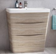 New & Boxed 800mm Austin Ii Light Oak Effect Built In Sink Drawer Unit - Floor Standing. RRP...