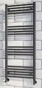 New (U176) 800x500mm Flat Anthracite Hwated Towel Rail. Rrp £256.00.