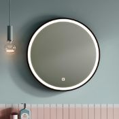 New (Y15) Hoxton Matt Black Frame Led Illuminated Mirror With Demister Pad - 600mm. RRP £449.0...