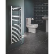 New (W110) Curved Electric Towel Radiator 1100 x 500mm Chrome 853BTU. RRP £219.99. Electrical ...
