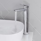 New & Boxed Cube Chrome High Rise Basin Mixer Tap. Tb8004 Perfect For Counter Top Basins, Made...
