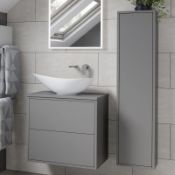 New (U229) Perla 300mm 1 Door Wall Hung Tall Unit - Matt Grey. Rrp £387.20.This Inspirational...