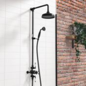 New & Boxed Black Traditional Thermostatic Exposed Mixer Shower Set. Sp6815B. 8