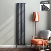 New & Boxed 1800x360mm Anthracite Double Oval Tube Vertical Radiator. RRP £469.99.Sah6/1800Da...