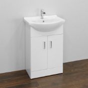 New (Y150) Vista 550mm Cabinet With Basin White Gloss. RRP £445.00. Comes Complete With Basin...