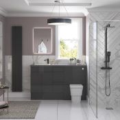 New (Y62) Valesso 600mm Vanity Unit 2 Door Onyx Grey. RRP £495.00. Durable 18mm Cabinet, Sides...