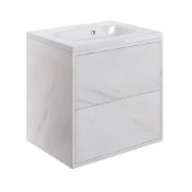 New (Z94) Perla 600mm 2 Drawer Wall Hung Vanity Unit Inc Basin - Marble. RRP £565.00. Push To ...