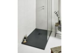 New 1200x800mm Rectangle Black Slate Effect Shower Tray. RRP £749.99.A Textured Black Slate E...