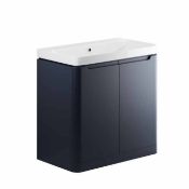 New (Z93) Lambra Matt Indigo 800mm 2 Door Floor Standing Vanity. RRP £470.00. Comes Complete ...