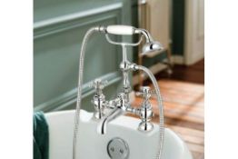 New & Boxed Victoria Ii Bath Shower Mixer - Traditional Tap With Hand Held. Tb35.Chrome Plated...