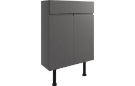 New (U240) Valesso Onyx Grey Gloss Slim Vanity Unit 600mm. Rrp £183.99. Basin Not Included. F...