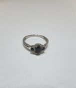 9Ct White Gold Sapphire & Diamond Modernist Ring